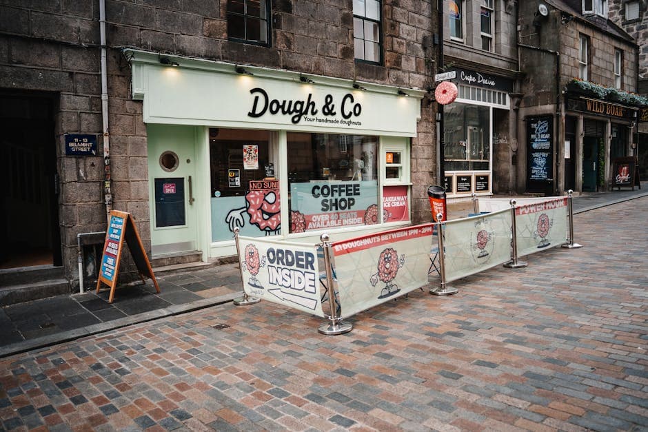 An independent coffee shop and doughnut bar on a revitalised high street, representing the kind of independent food businesses that have transformed Boscombe